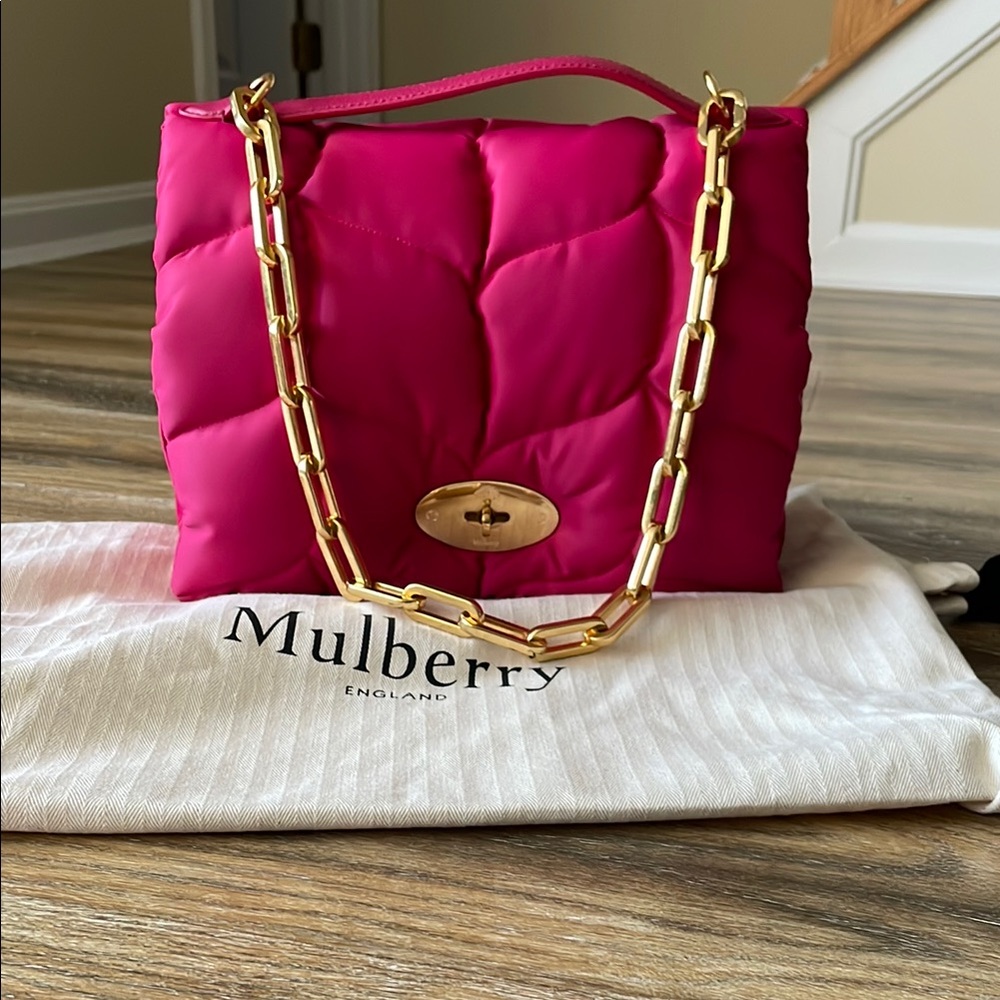 Mulberry Softie Bag in Padded Recycled Nylon in Mulberry Pink